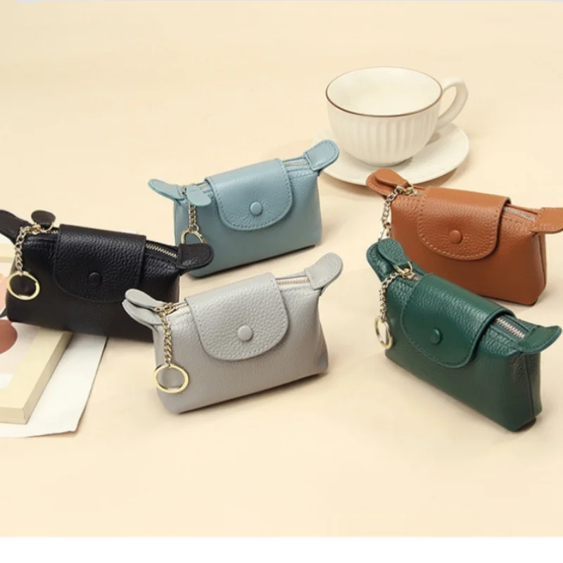 

Drop Shipping Genuine Leather Mini Envelope Change Bag Simple Buckle Cowhide Large Capacity Card Bag Women Coin Purse