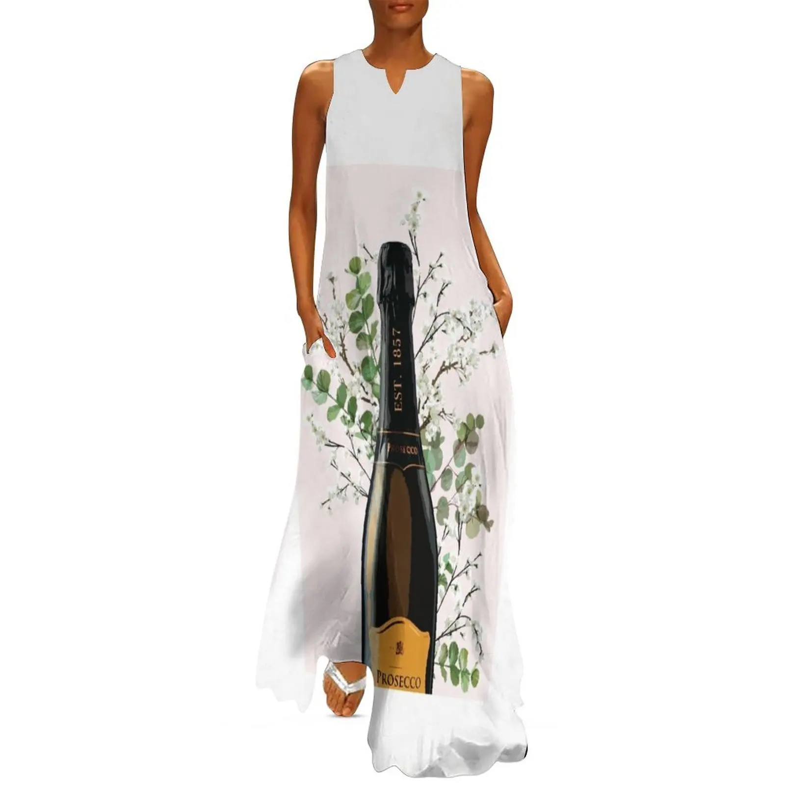 

Prosecco Artwork Long Dress sexy dress elegant women's dresses sale Summer dresses for women dress for women