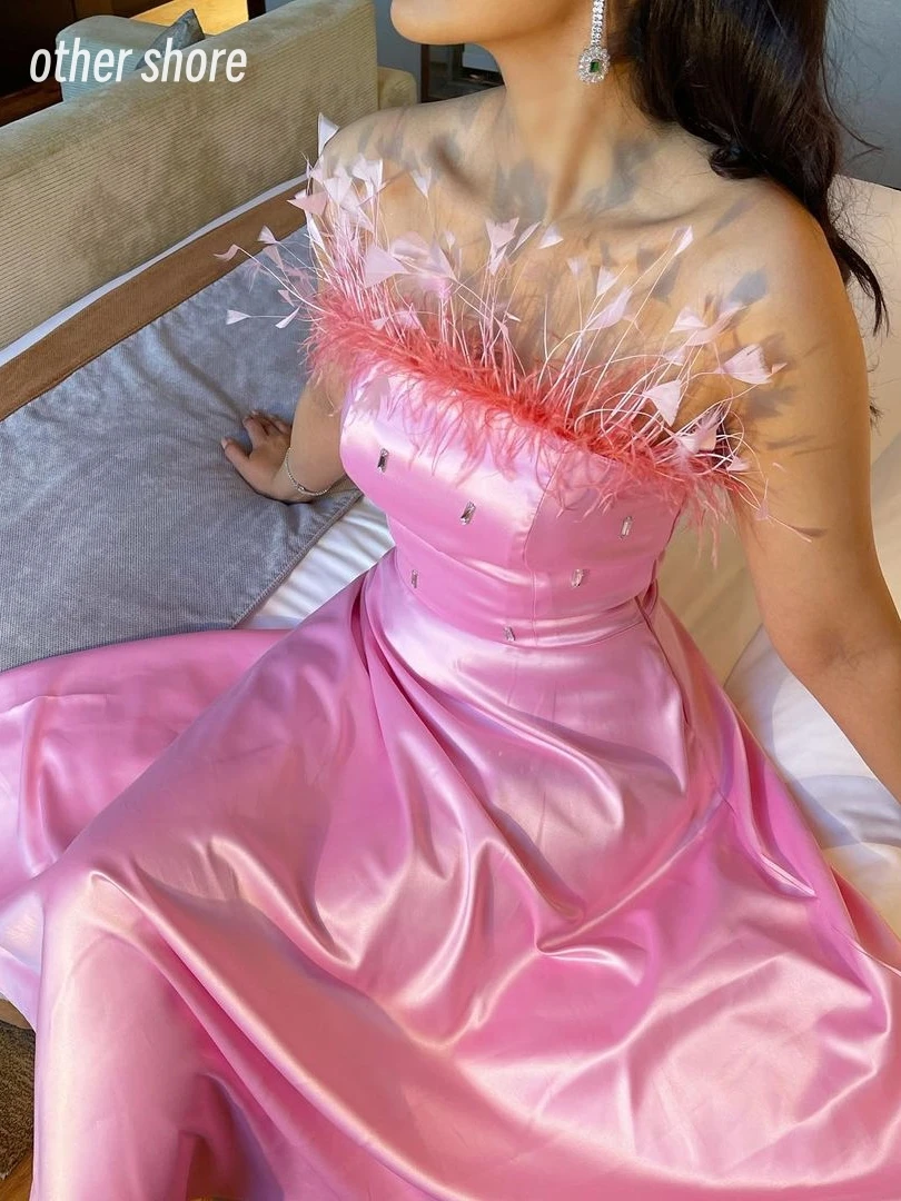 Andere Shore Elegante Vintage Zoete Sexy Roze Veren Kralen Prinses Aanpassen Formele Gelegenheid Prom Jurk Avondfeestjurken