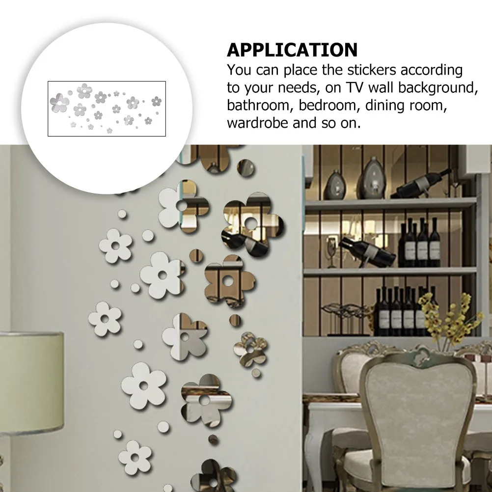 

1Set Flower Mirror Wall Sticker Acrylic Flower Decor for Home Room Bedroom Bathroom Office Decoration Acrylic Sticker