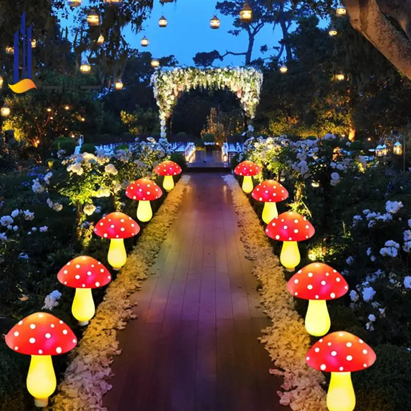 a44z-ソーラーキノコランプ防水マルチカラーキノコledランプクリスマスハロウィン庭庭芝生用、8個
