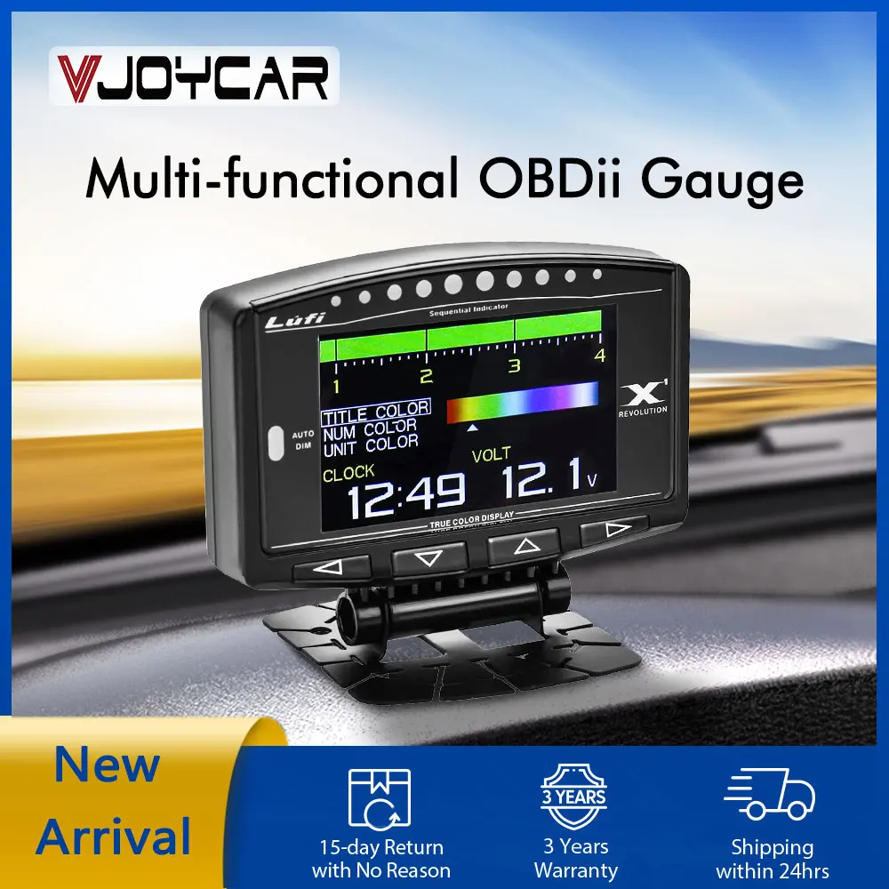 

Updated Lufi X1 OBD2 Meter Car Head Up Display Turbo Boost Water/Oil Temperature Pressure Clock HUD Gauge Speed RPM Fuel Cons.