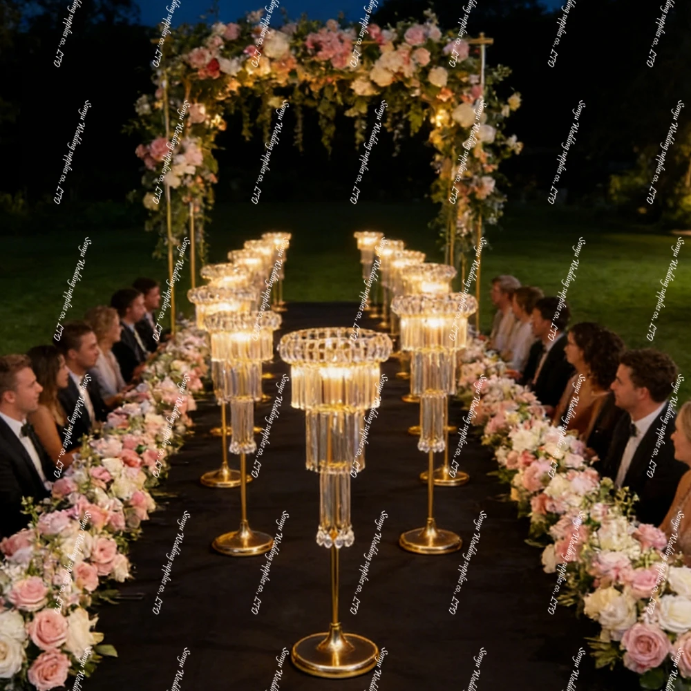 5/10pcs 80-120cm acrylic Beads Battery Wireless  sliver/Gold Chandelier Crystal Centerpieces for Wedding  Light Stand