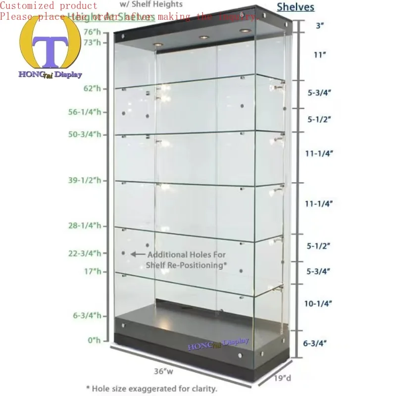 

Custom.Display Wall Showcase Smoke Shop or Retail Store Sliding Door Tempered Glass Showcase With Down Light and Spot Light