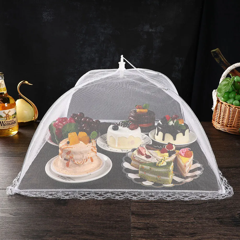 

5 Pcs Food Cover Collapsible 100x60cm White 43x43cm 38x38cm Portable Kitchen Protector Outdoor Picnic Barbecue