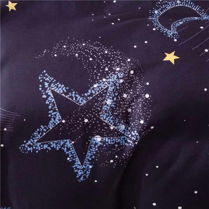 2-3pcs Duvet Cover+Pillowcase Set Blue Red Star Moon Print Double Single Full King AU/EU/USA Bedclothes Home Textile No Sheet