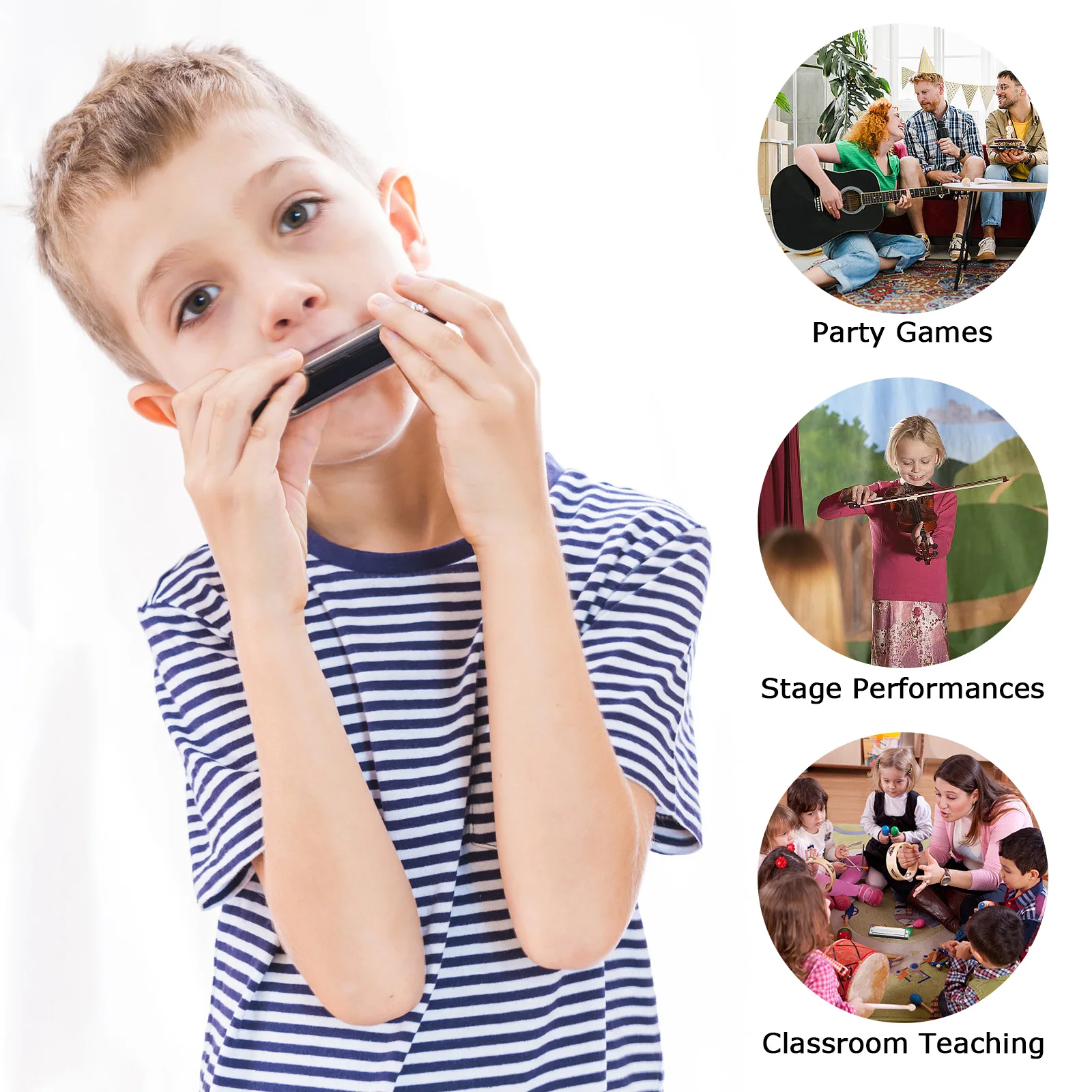

Ten Hole Harmonica Durable Portable Musical Instrument Kids Plaything 10 Holes Key of C 20 Tones Mouth Harmonica for Adults Kids