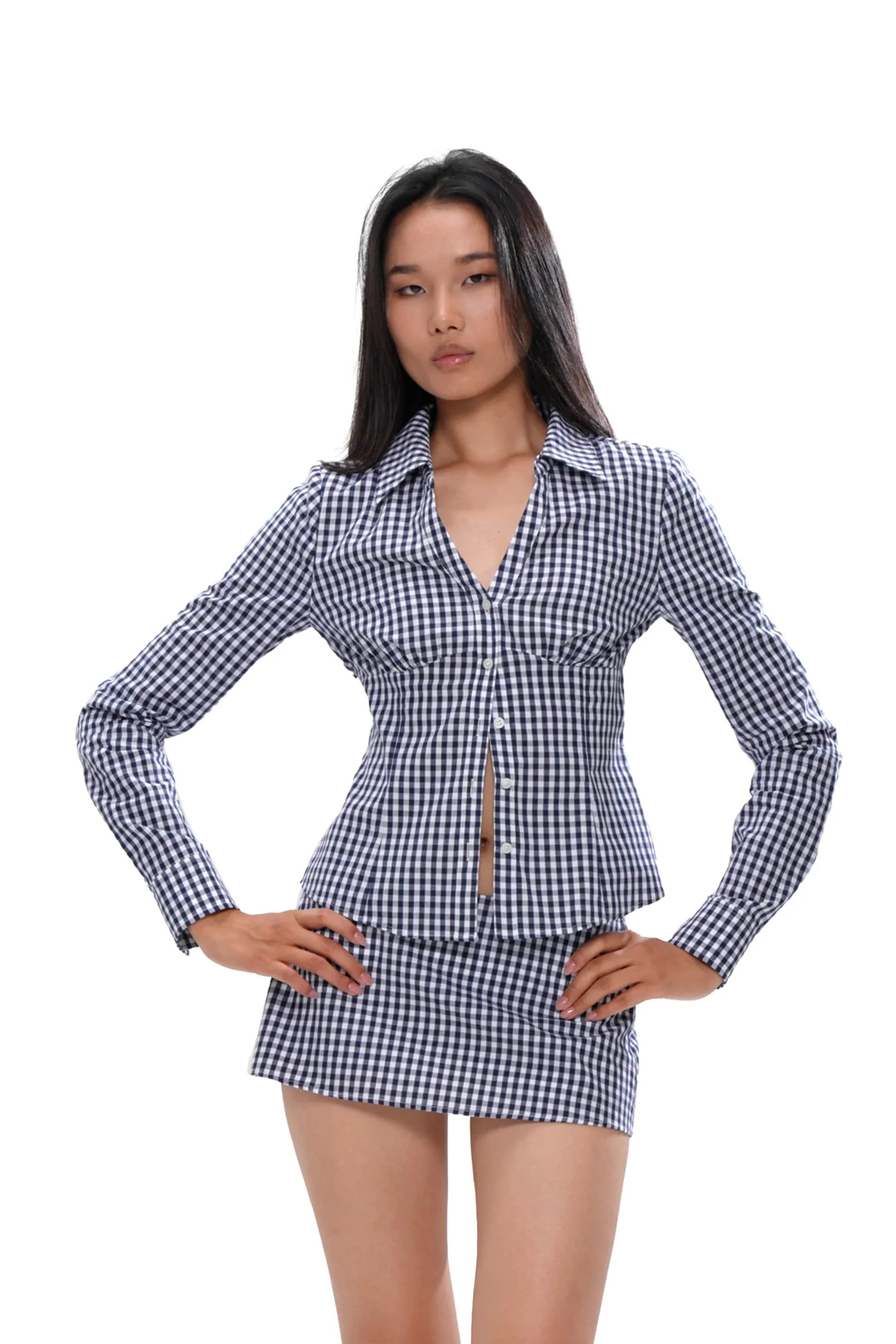 

Men's Long Sleeve Tops Blue White Checkered Fitted Shirt Fashionable Mens Collard Shirts Perfect For Business Casual And Daily