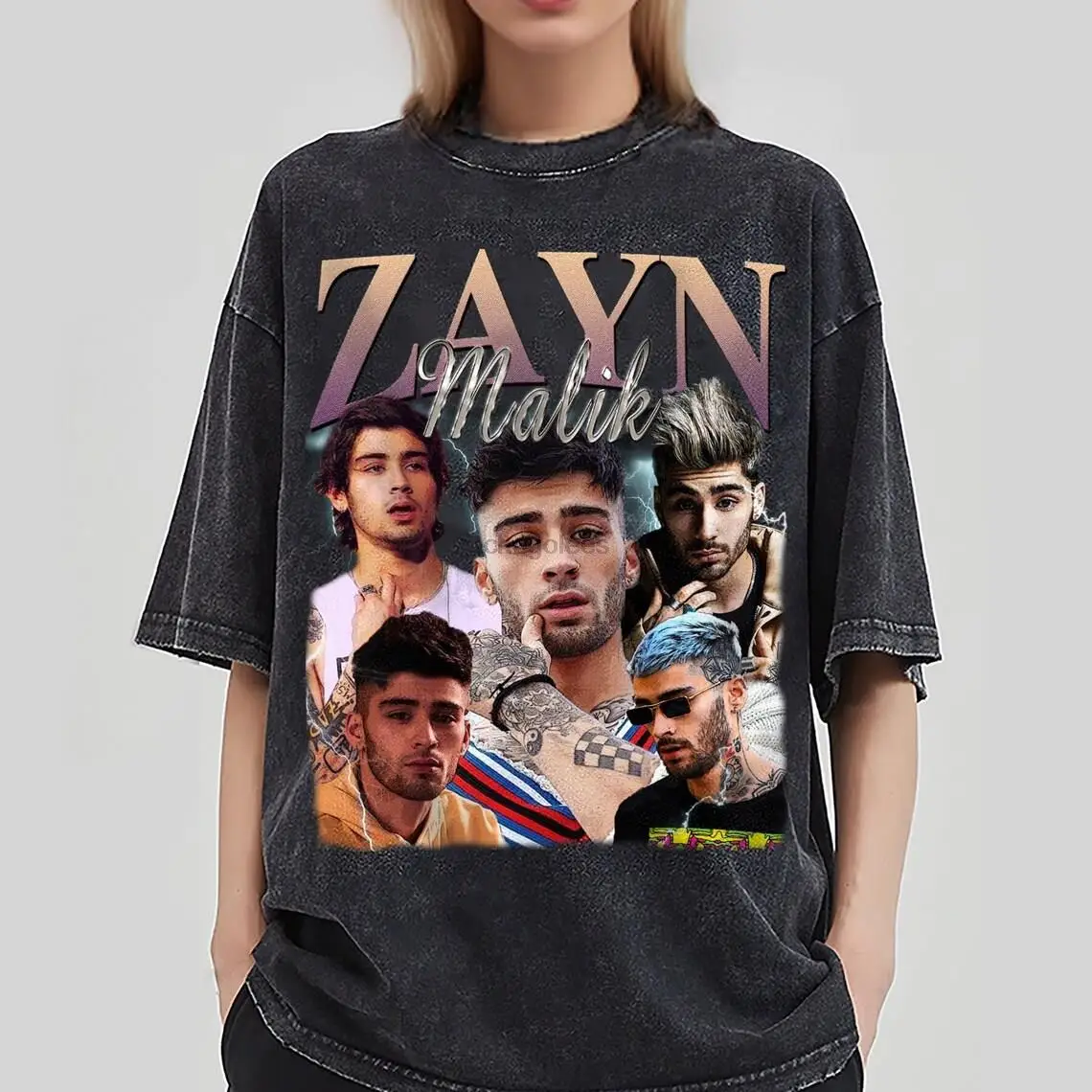 Zayn Malik Vintage Washed T-ShirtPop singer Homage Graphic Unisex Long Sleeve Bootleg Retro 90's Fans Hoodie Gift