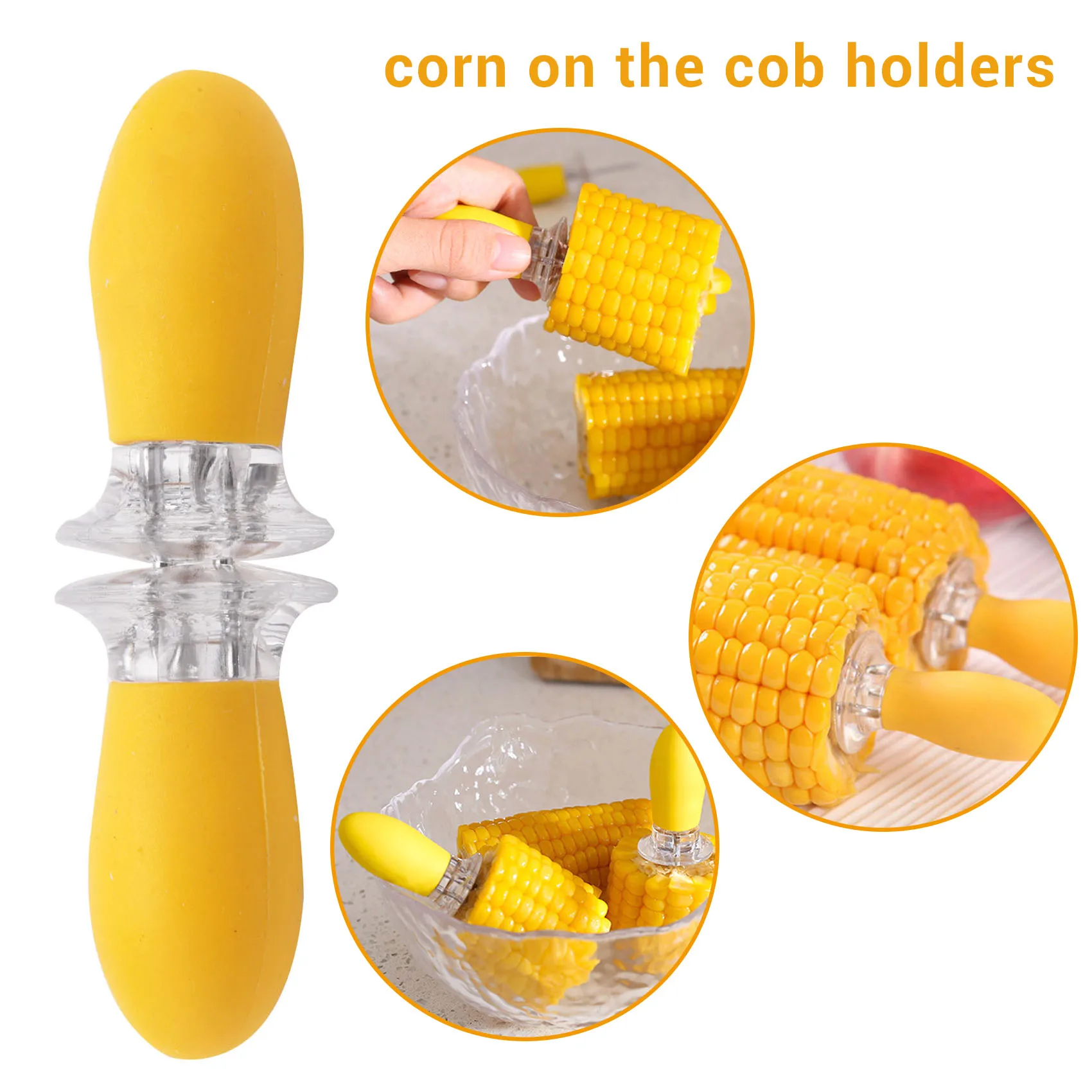 ถาดข้าวโพด 6 ชิ้น + ที่วางข้าวโพด 12 ชิ้น ถาดพลาสติกใสสำหรับเสิร์ฟข้าวโพด สำหรับเนยข้าวโพด