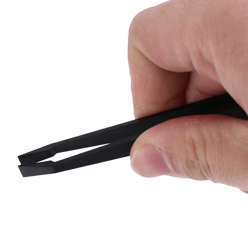 30 Pcs Manual Tool Black Plastic Flat Tip Anti-Static Tweezer 12Cm Long