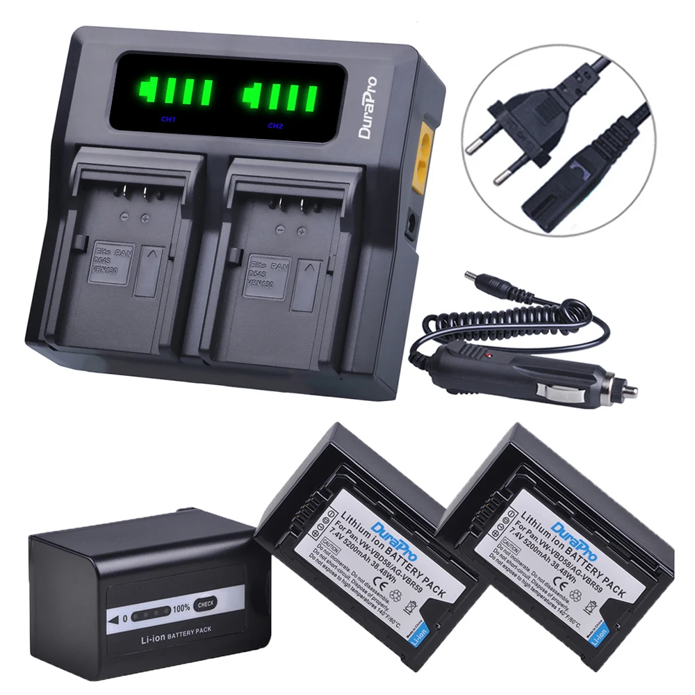 5200mAH VW-VBD58 VBD29 VBD58 VBD78 AG-VBR59 Battery + LED Quick Charger for Panasonic AJ-HPX260MC,HPX265MC,PX270,PX285MC,PX298