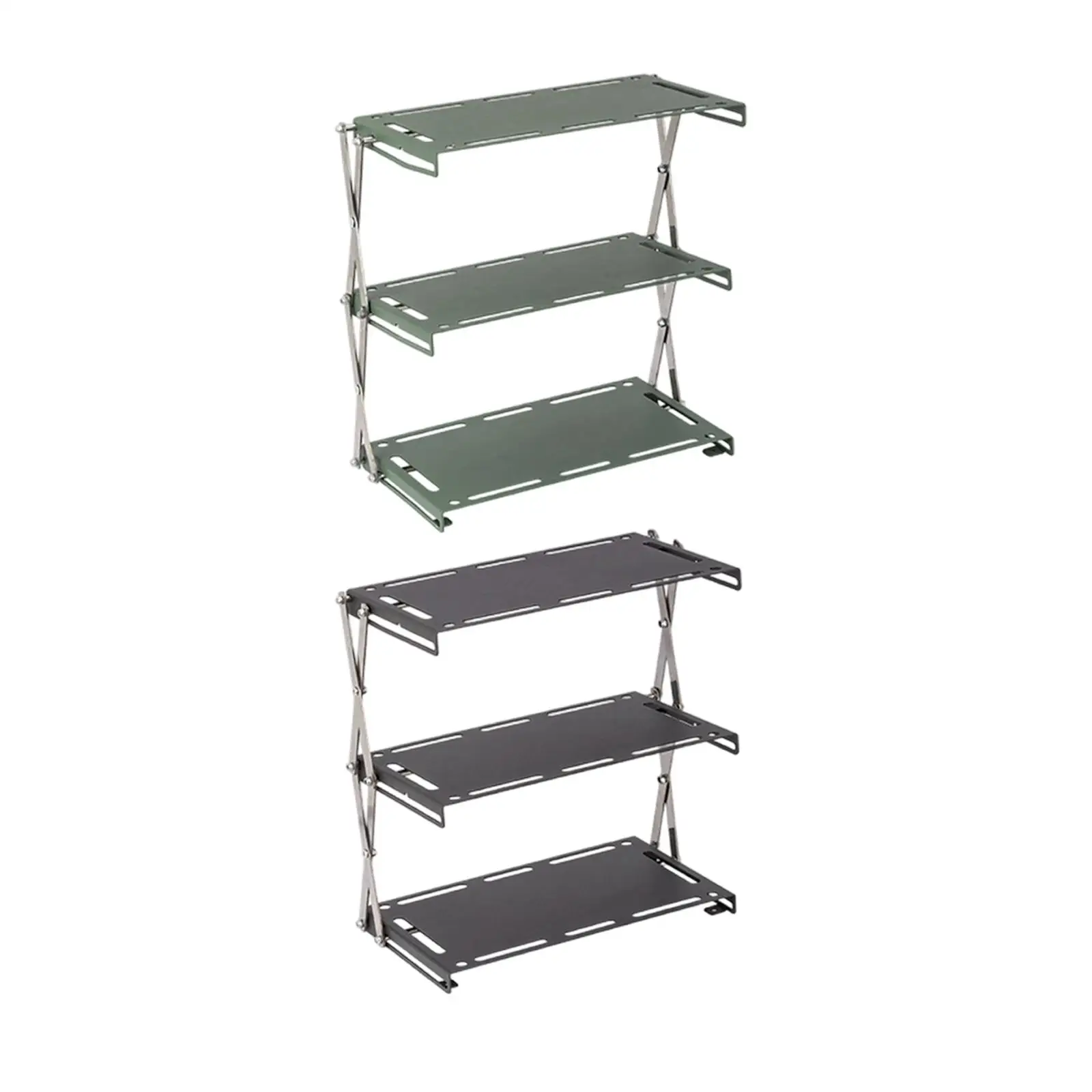 

Storage Shelves Display Shelf 3 Tiered Portable Multifunctional Camping Folding Storage Rack Organizer for Kitchen Picnics