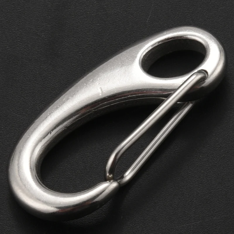 2PCS Boat Marine Stainless Steel Egg Shape Spring Snap Hook Clips Quick Carabiner Outdoor Buckle