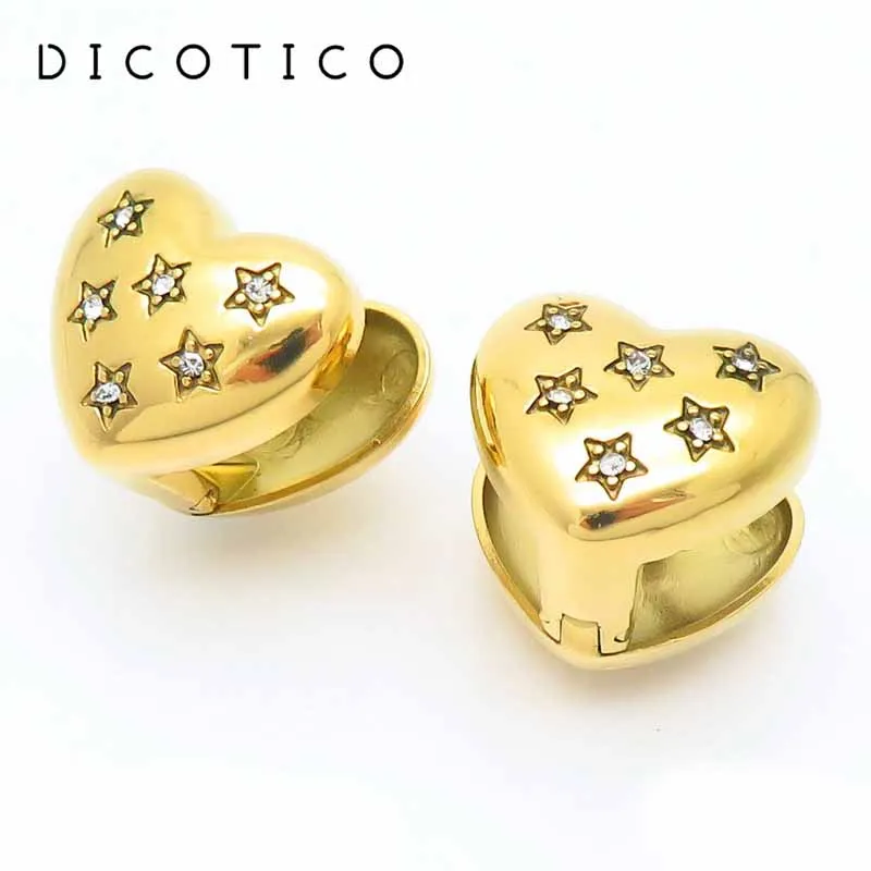 Heart Stud Earrings for Women Gold Color Stainless Steel Rhinestone Water Drop Earring Women's Wedding Ear Jewelry Wholesale