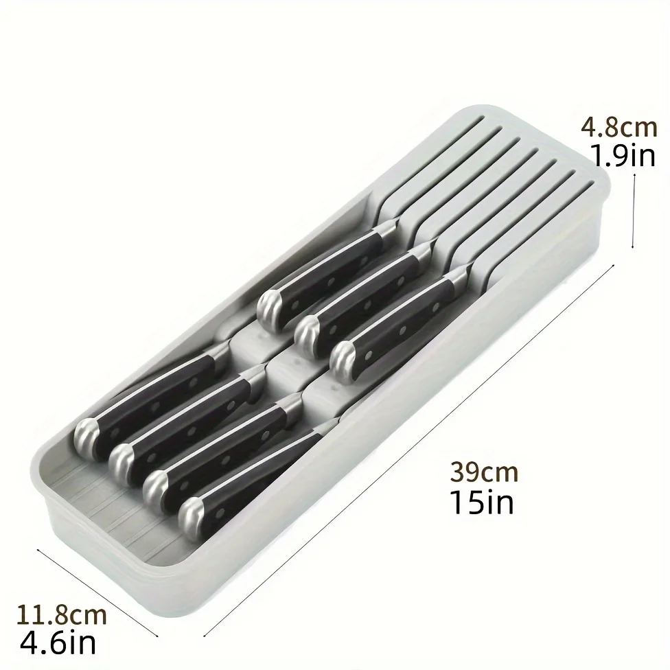 Plastic Kitchen Knife Holder Rust-Resistant Knife Organizer Kitchen Drawer Cutlery Storage Tray Tableware Organizer Container