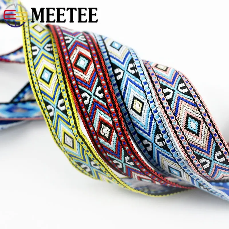 

Meetee 10/20Yards 17mm Ethnic Ribbon Jacquard Webbing Tape Bag Strap Belt Decorative Bands Clothes Sewing Material Accessories