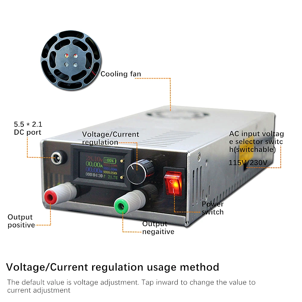 Catu Daya DC Dapat Diprogram Daya Tinggi 600W 32V 16A Regulator Arus Tegangan Dapat Disesuaikan Laboratorium 220V 110V Daya Pengubah