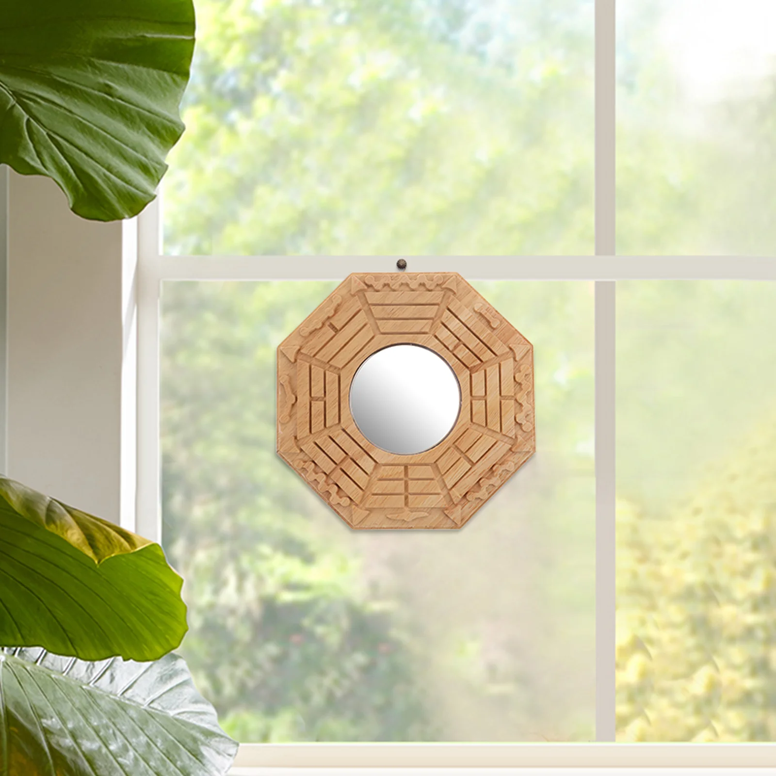 

Wooden Bagua Mirror Feng Shui Convex Traditional Wall Pendant Home Decoration Lucky Charm Indoor Outdoor Ornament