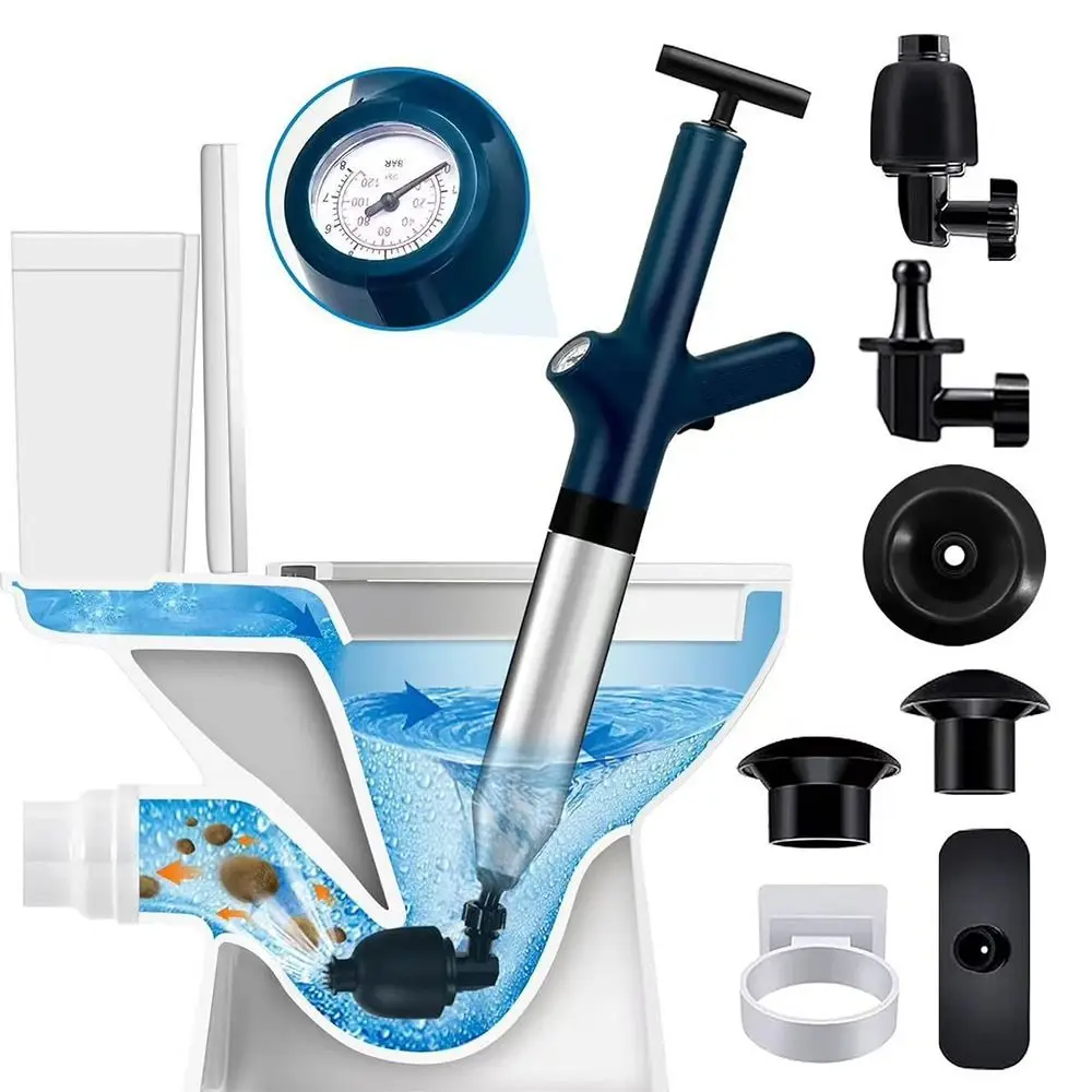 

High Pressure Toilet Cleaning Tool Pneumatic Manual Drain Unclogging Device Clogged Unclogging Replacement Head