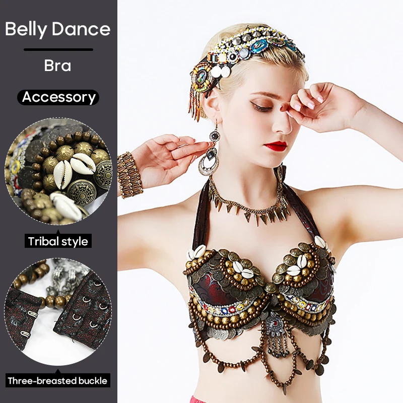 

Belly Dance Bra Accessories Tribal Style Ethnic Dance Costume ATS Tribal Bra For Adult Women Stage Performance Practice