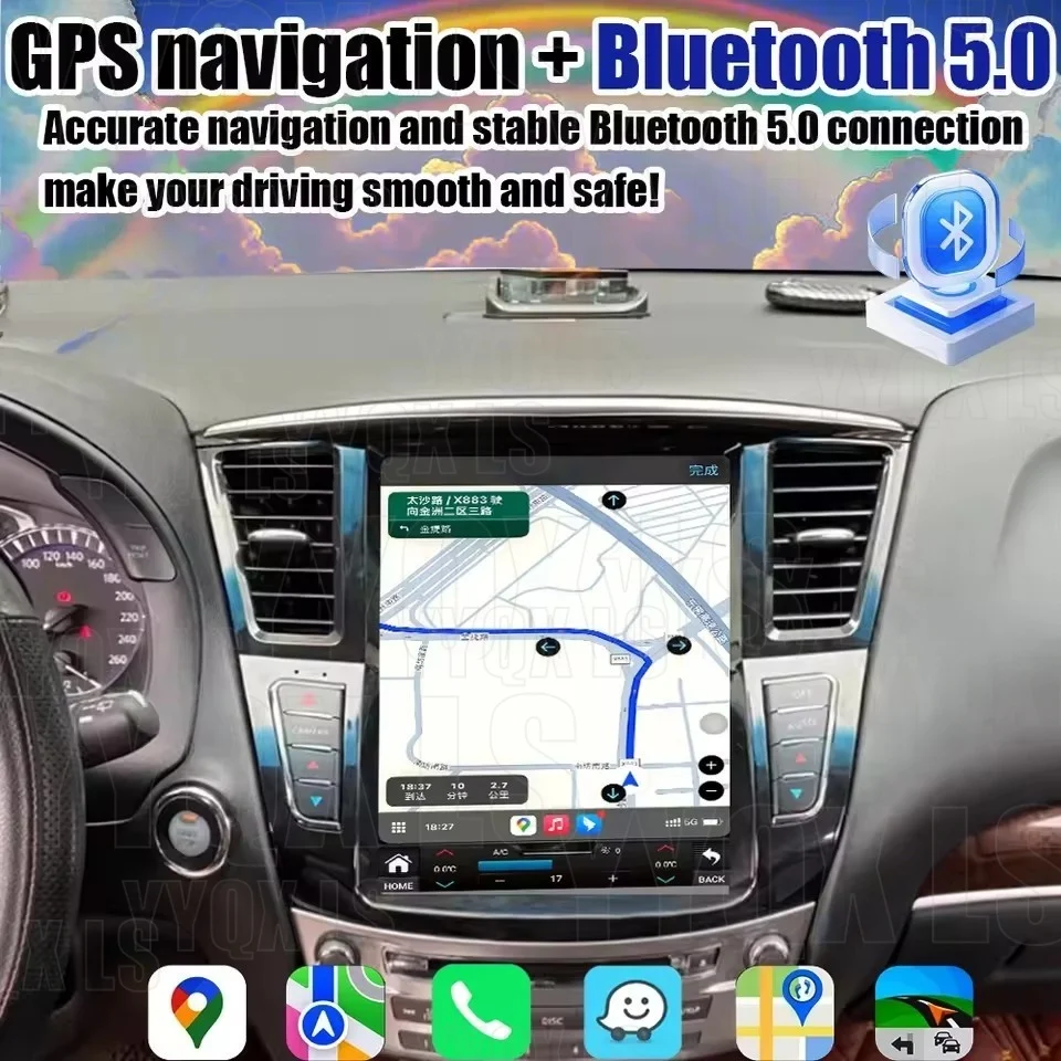 Wireless Carplay Tape Recorder For Infiniti QX60 JX35 2011-2019 Car Navi Multimedia Player 256GB Android 15 Touch Screen Radio