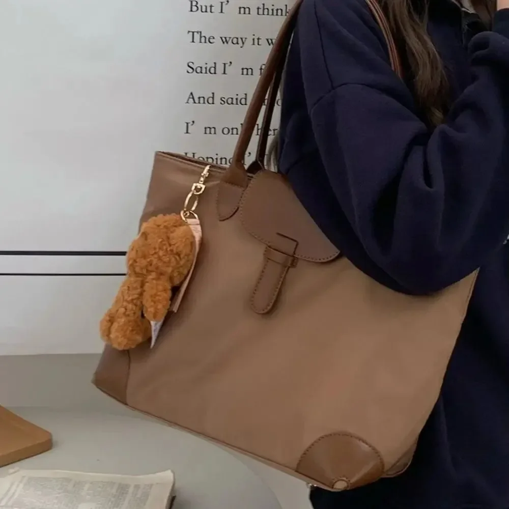 Student Casual Nylon Tote Bag Korean Style Lightweight Shoulder Bag with Zipper Large Capacity Office Worker Handbag - view 3