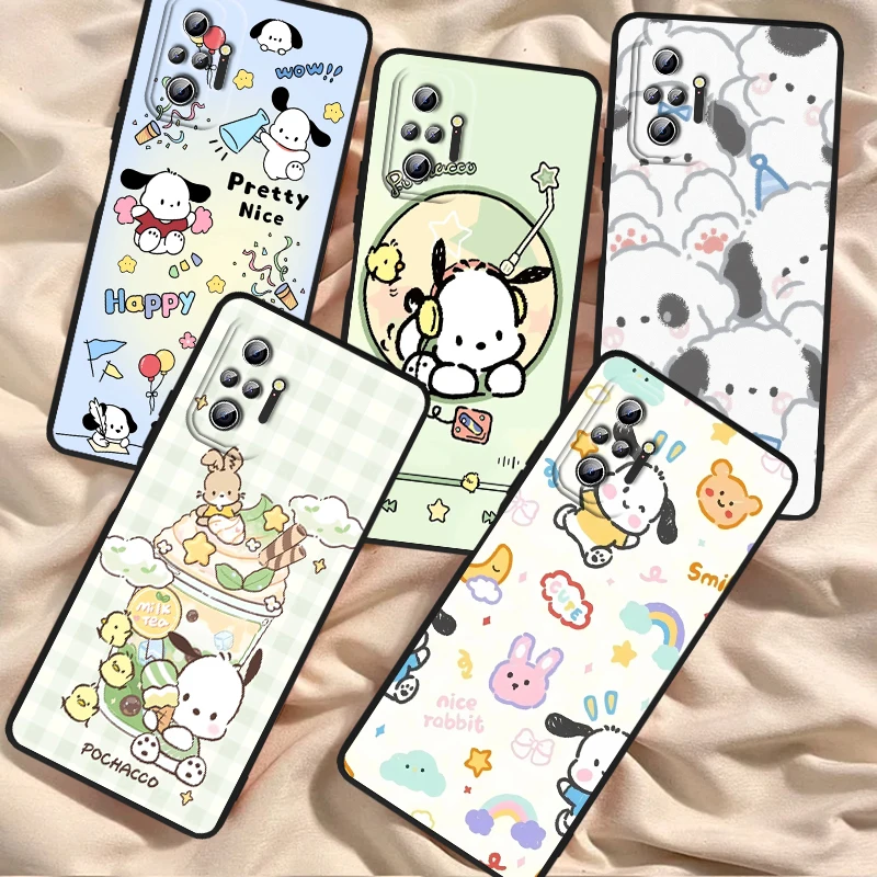 Pacha Dog Sanrio Cartoon Cute For Xiaomi Redmi Note 13 12R 12 12S Turbo 11 11T 11S 10 10S Pro Plus 5G Black Soft Phone Case