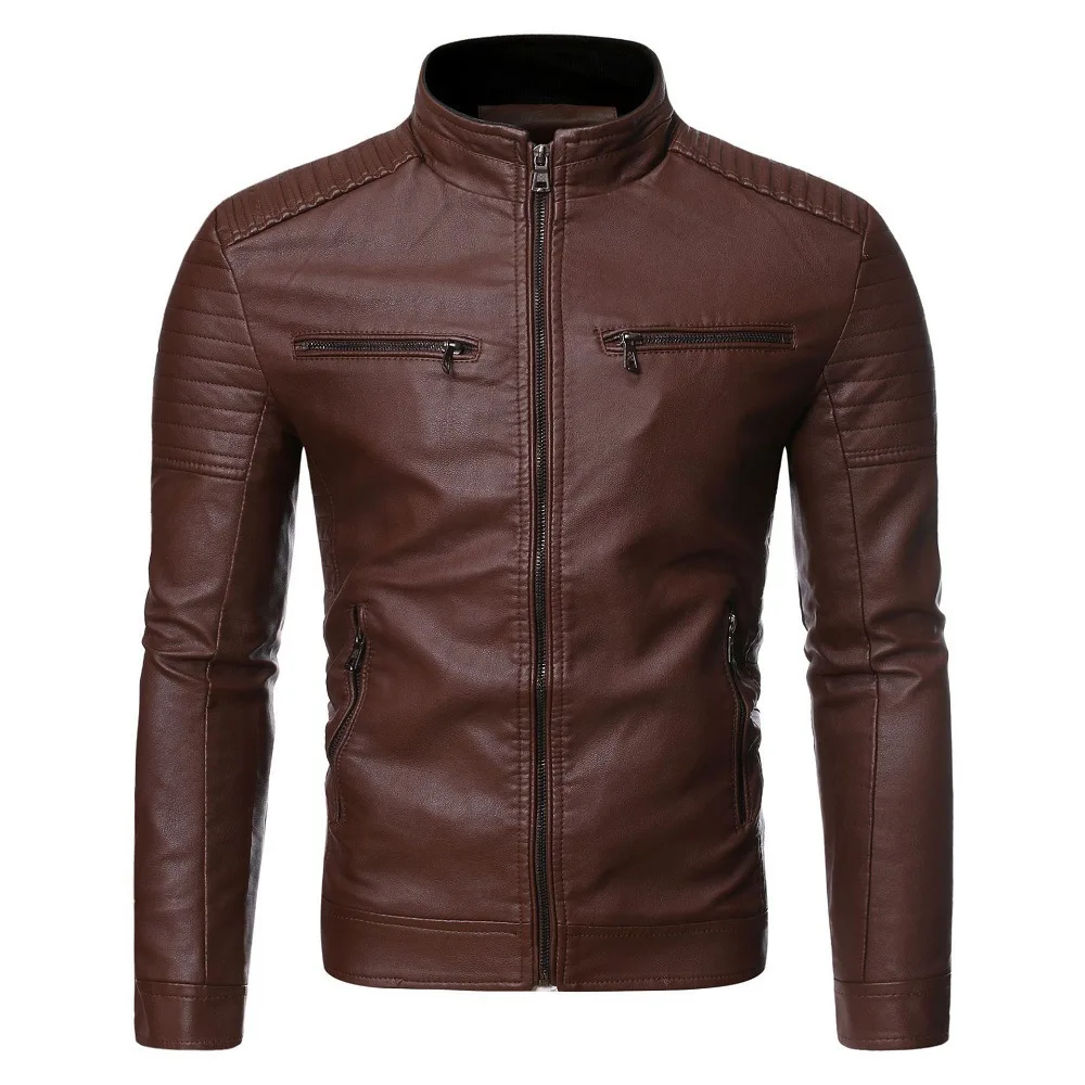 

Autumn Mens Leather Jacket High-quality Korean Fashion Youth Zipper Slim Fit Motorcycle Coat Male Casual Faux Leather Jackets