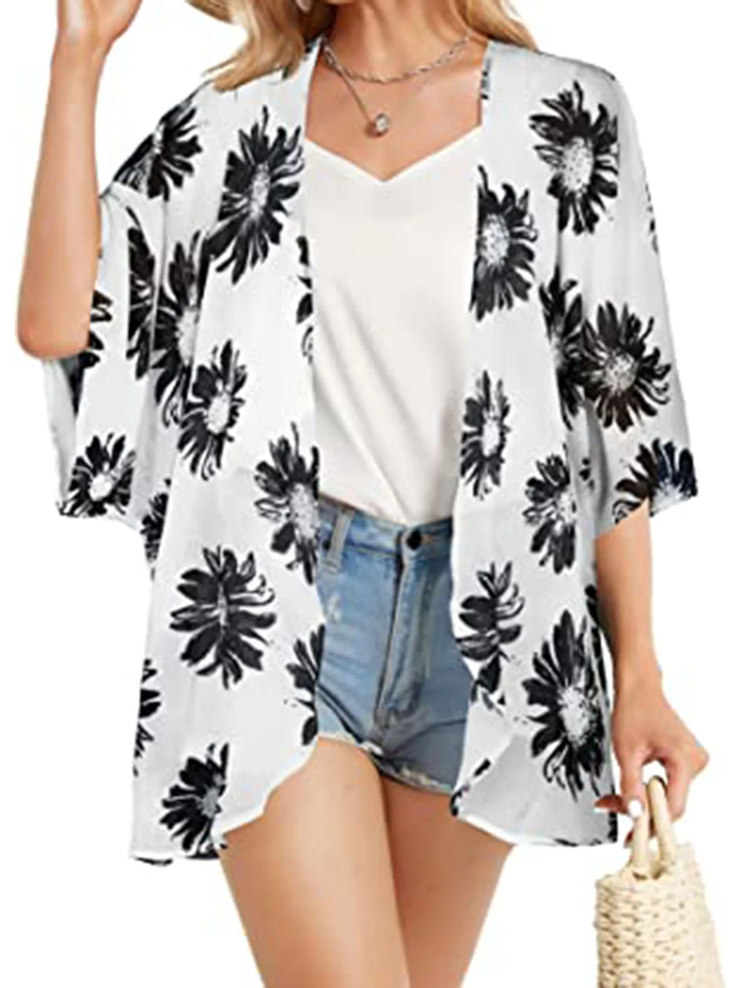 Dames Badpak Cover-Ups Kimono Cardigan Zomer Bikini Badmode Casual Losse Badpak Cover-Ups