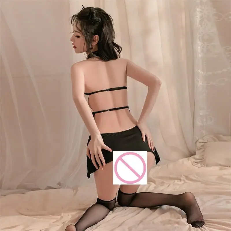 Ladies Sexy Lingerie Hot Female Coach Cosplay Costume Hollow Out Secretary Uniform Set Backless Babydoll Porn Buttocks Skirt 18