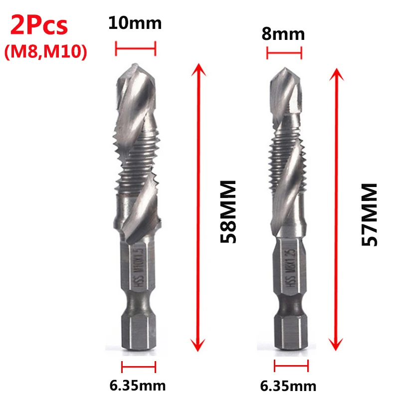 Hex Shank Titanium Plated HSS Schroefdraad Metrische Tap Boren Schroef Machine Compound Tap M3 M4 M5 M6 M8 M10 Handgereedschap