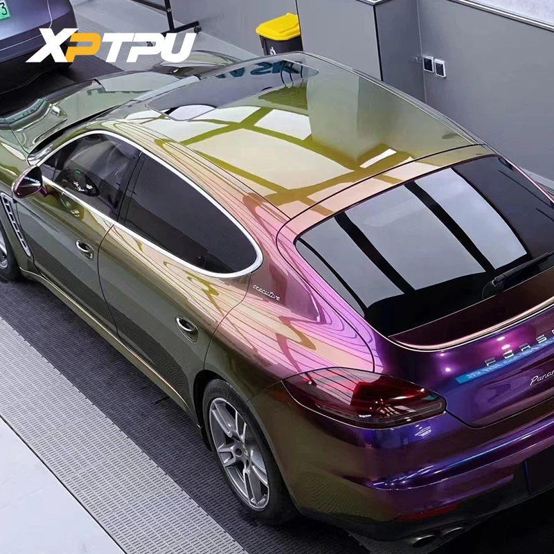 

2025 PET Glossy Crazy Grape Vinyl Wrap High Quality Removable Glue Car Wrap Film Stickers Chameleon Purple Car Wrapping Film