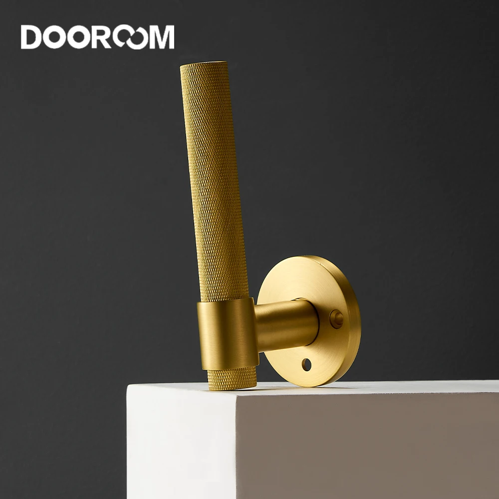 Imagem -05 - Dooroom-brass Knurled Door Lock Grupo Maçaneta Interior Double Wood Lever Grupo Manequim Privacidade Quarto e Banheiro Moda