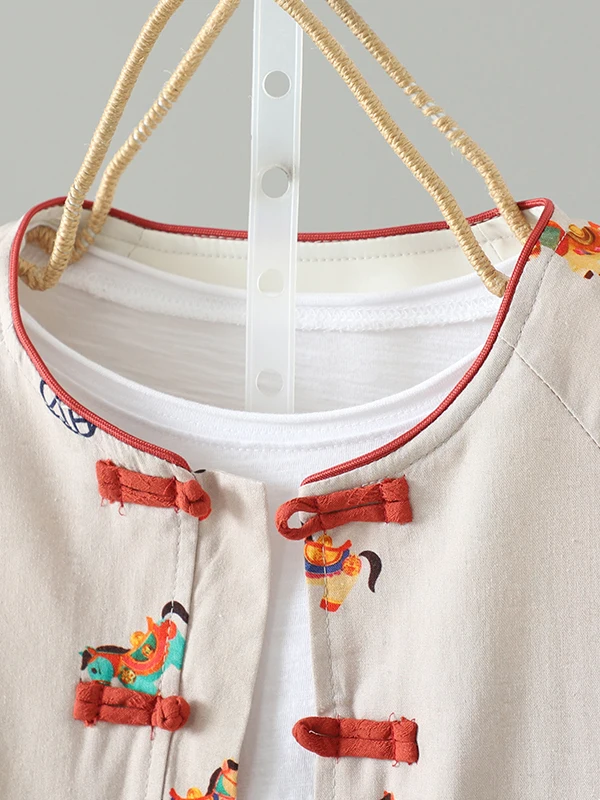 New 2026 Autumn Chinese Style Button up Long Sleeve Casual round Neck Women's Jacket Loose Fit Cotton Linen Blend Outerwear