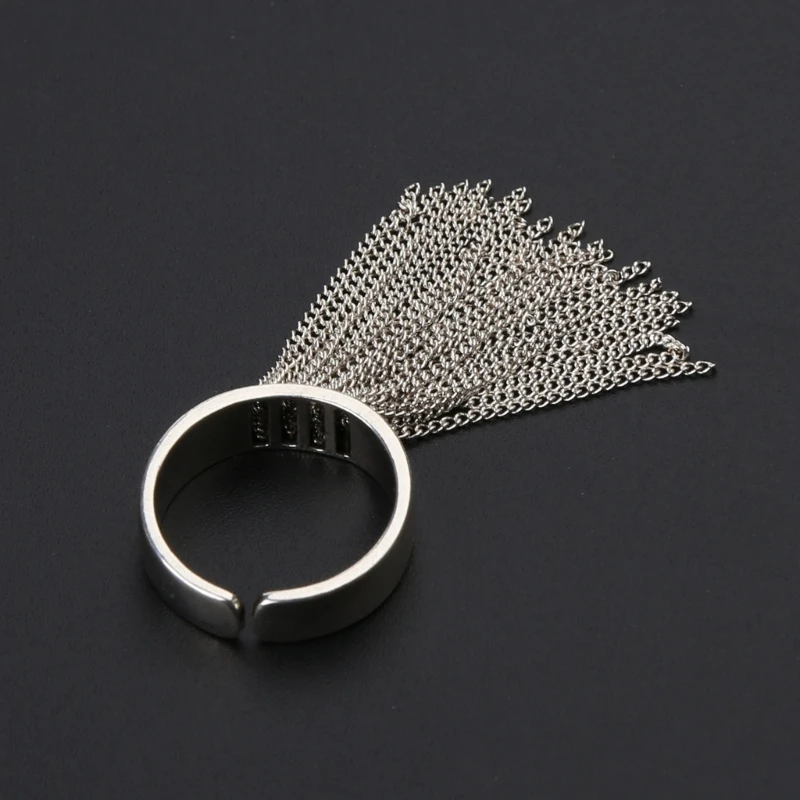 Silver Color Tassel Chain Ring for Women Trendy Elegant Charm Vintage Creative Unique Design Personality Ring Party Jewelry