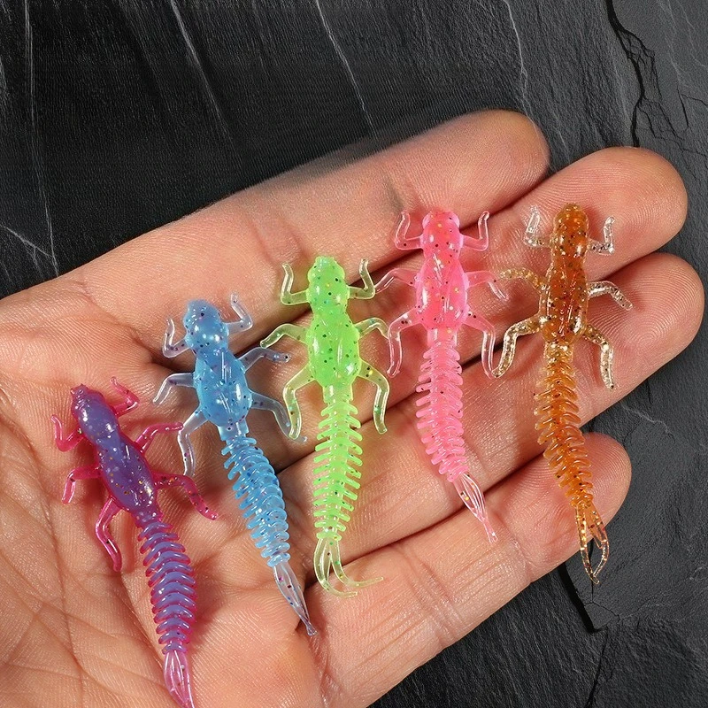 

2025New Reach Soft Lures Soft Plastic Lures Larva 6cm/5cm Floating Freshwater Swimbaits Silicone Soft Bait Worm For Fishing