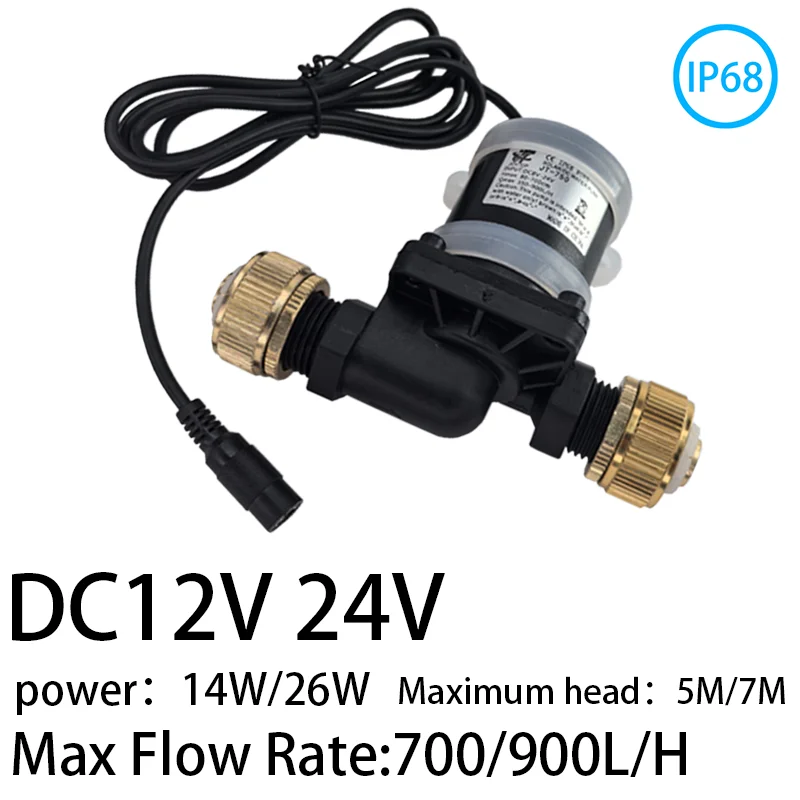 

900L/H adjustable circulating booster water pump -40 ℃~100 ℃ DC12V 24V solar ultra quiet DC brushless IP68