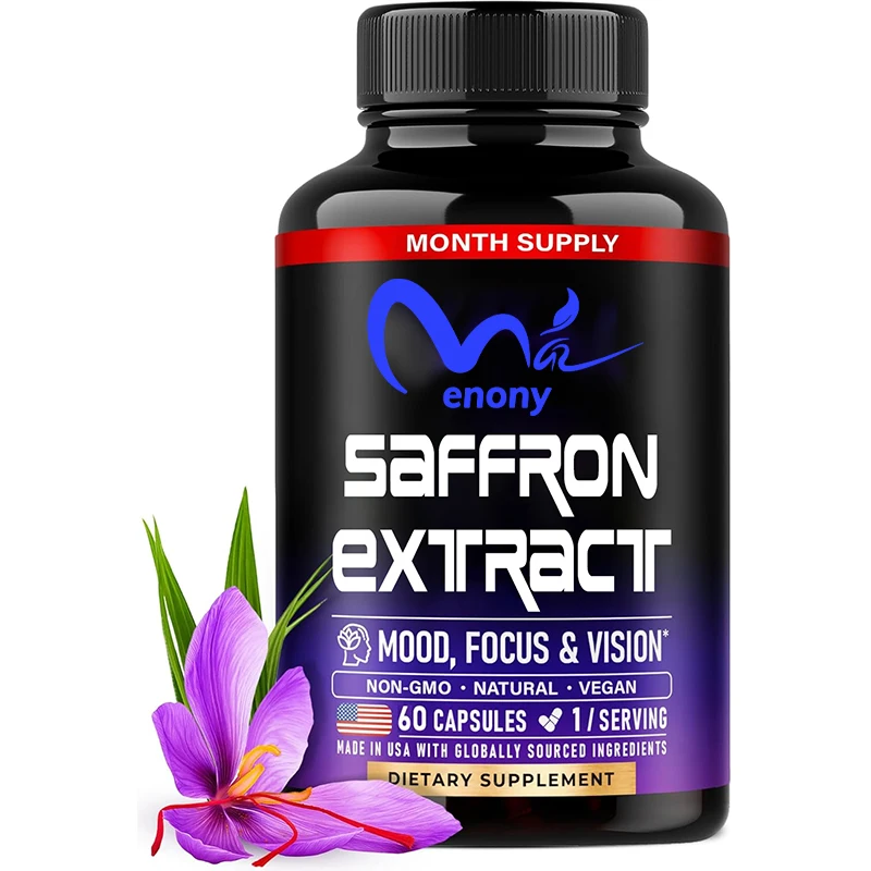 Natural saffron supplement extract 88.5 milligrams, energy support, non GMO vegan pill, 60 powder capsules