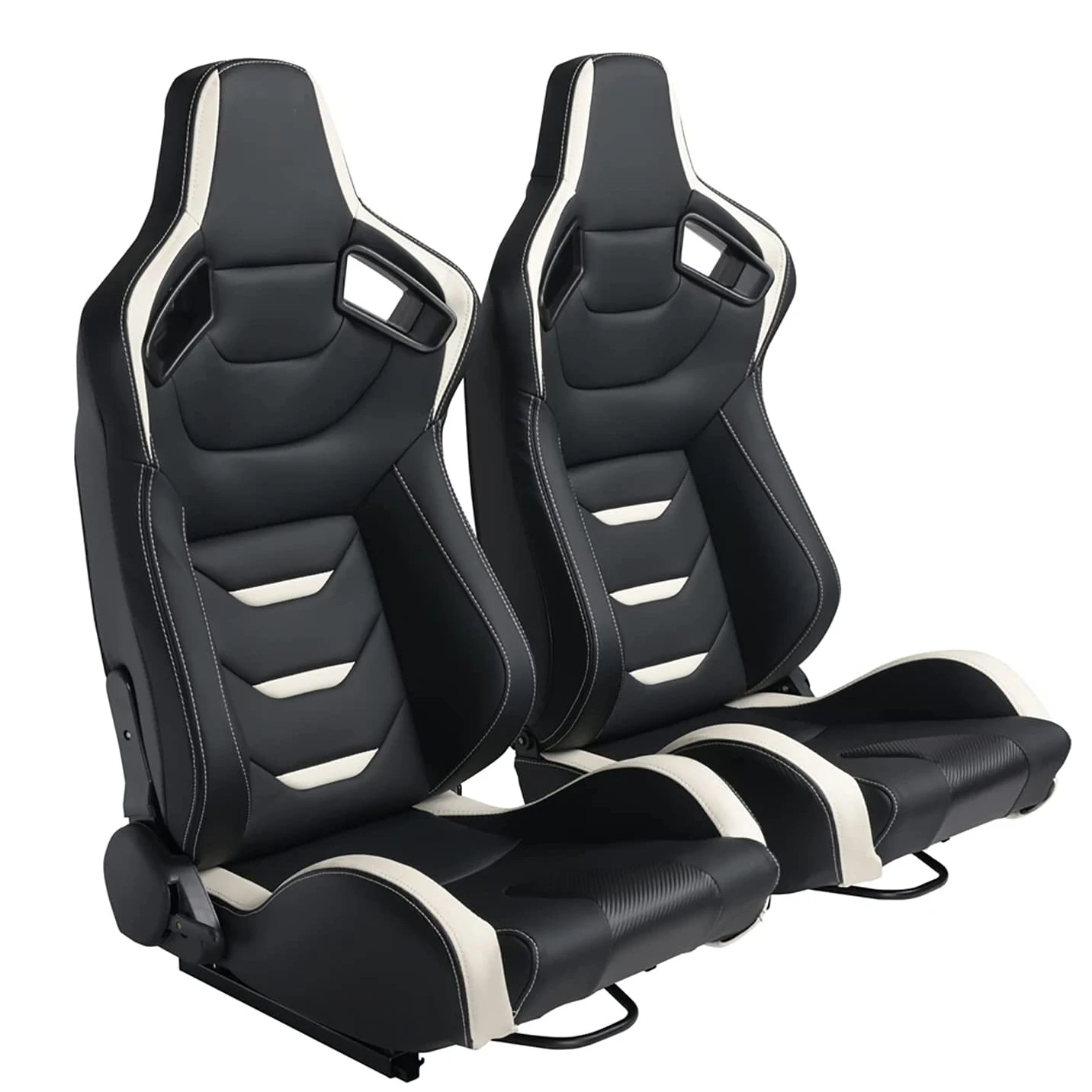 1054B White High Quality Leather Adjustable Simulator Sim Bucket Car Racing Seats