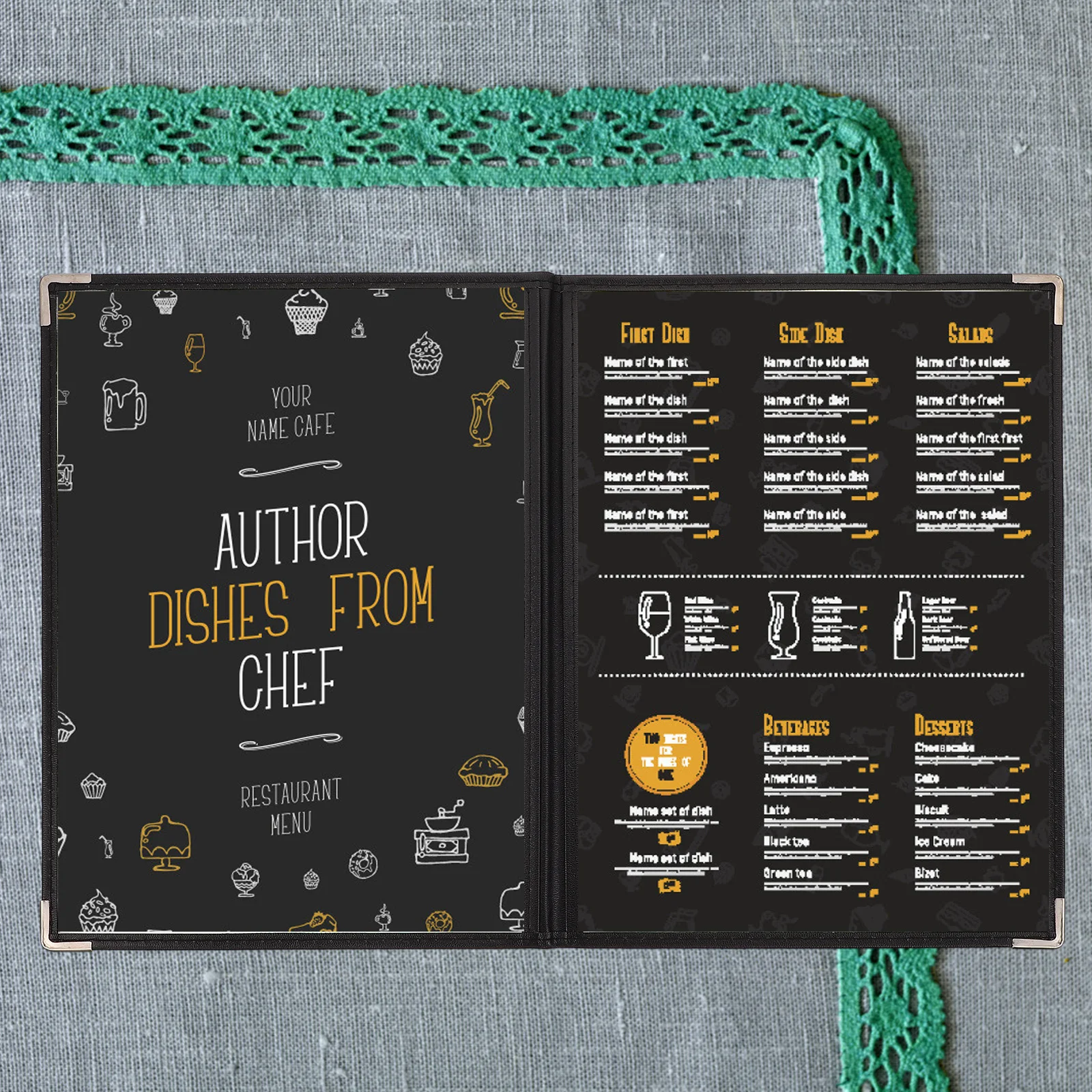 2 pezzi di raccoglitore per menu in PVC trasparente, raccoglitore per ristorante, cartella a fogli mobili, menu portatile ad angolo arrotondato trasparente, facile da riporre