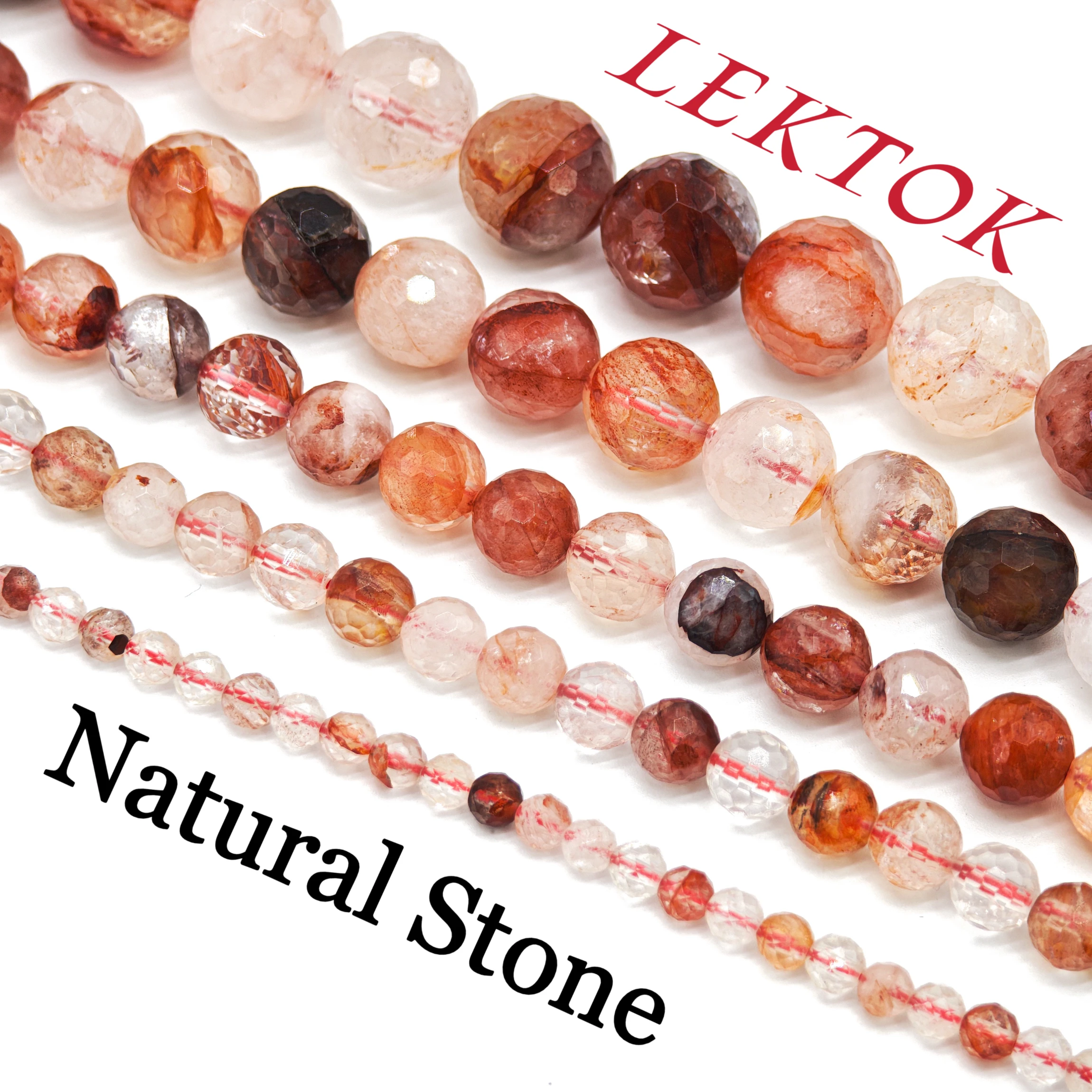 4/6/8/10/12/14mm high-quality Fire quartz crystal natural stone, with fashionable round beads and multi-faceted cutting. DIY jew