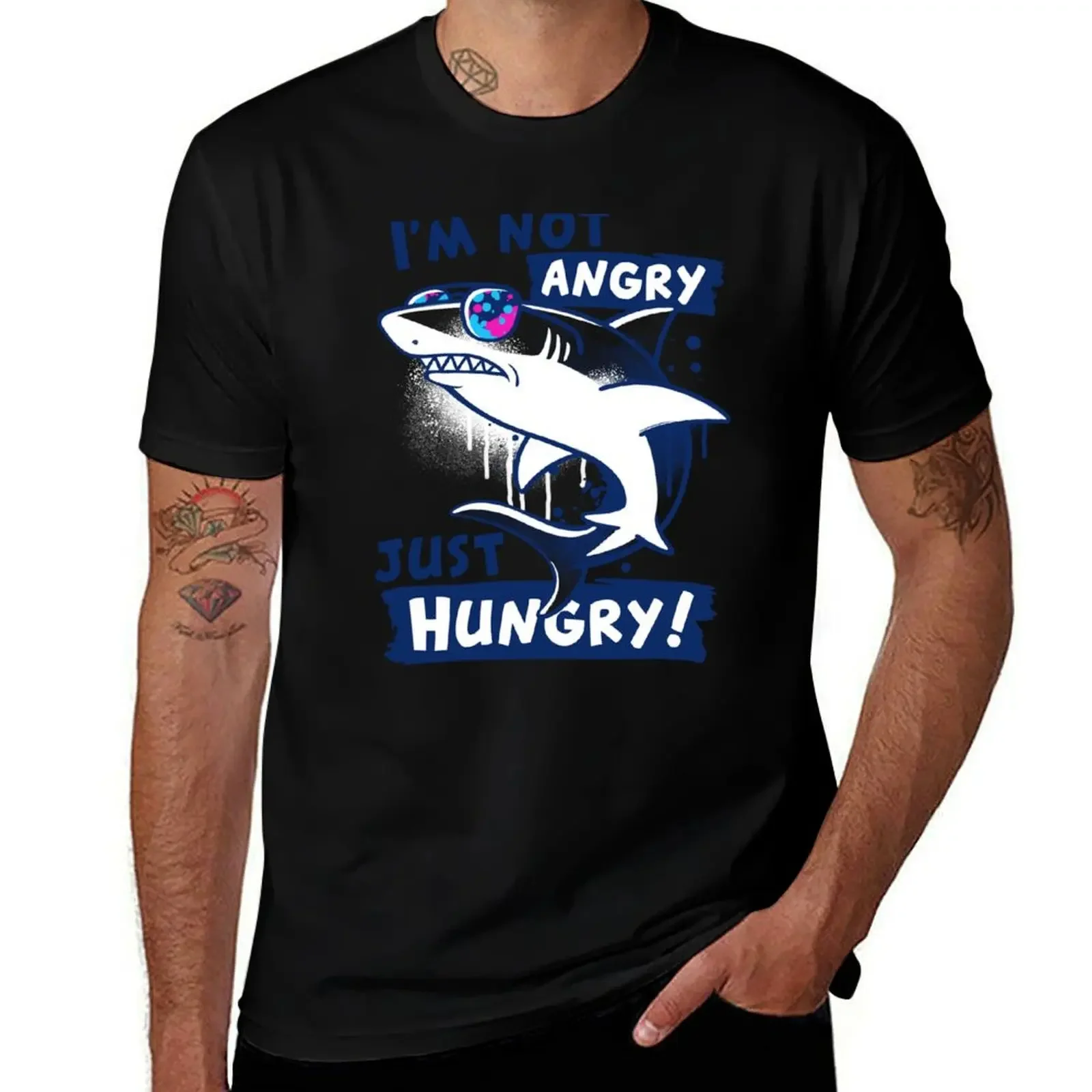 I'm not angry I'm just hungry shark T-Shirt oversized graphic tee clothes kawaii clothes boys whites men tshirt