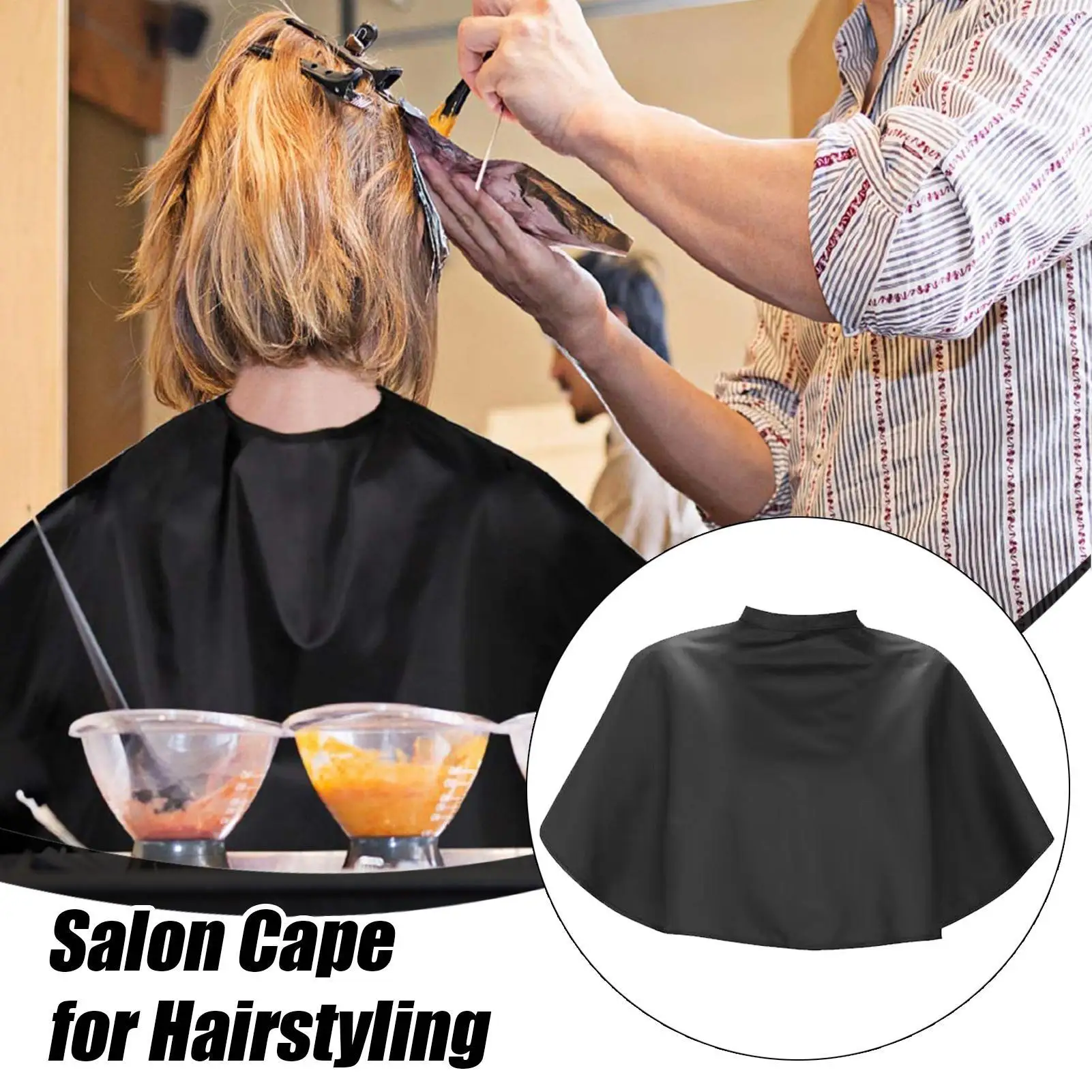 

Black Short Hairdressing Cape Professional Salon Barber Hair Cutting Wrap & Dyeing Tool