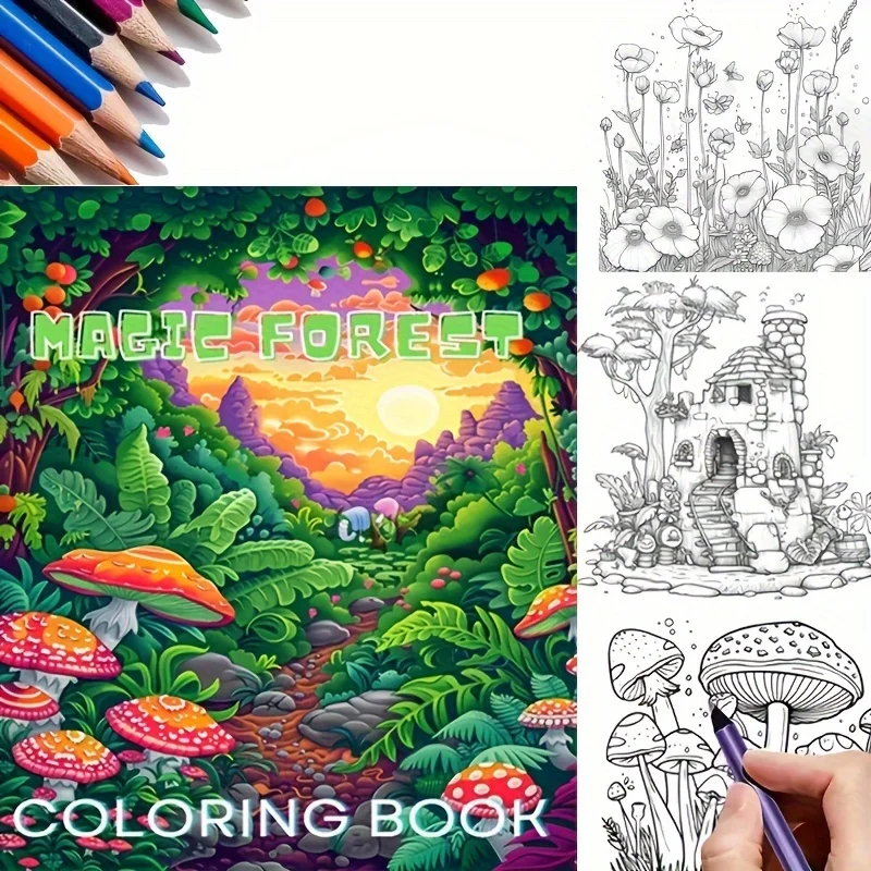 

1pc, 25 Pages Adult Stress Reduction Coloring Book 20x20cm | Perfect for Stress Relief &Gifting, Drawing Supplies, Back To