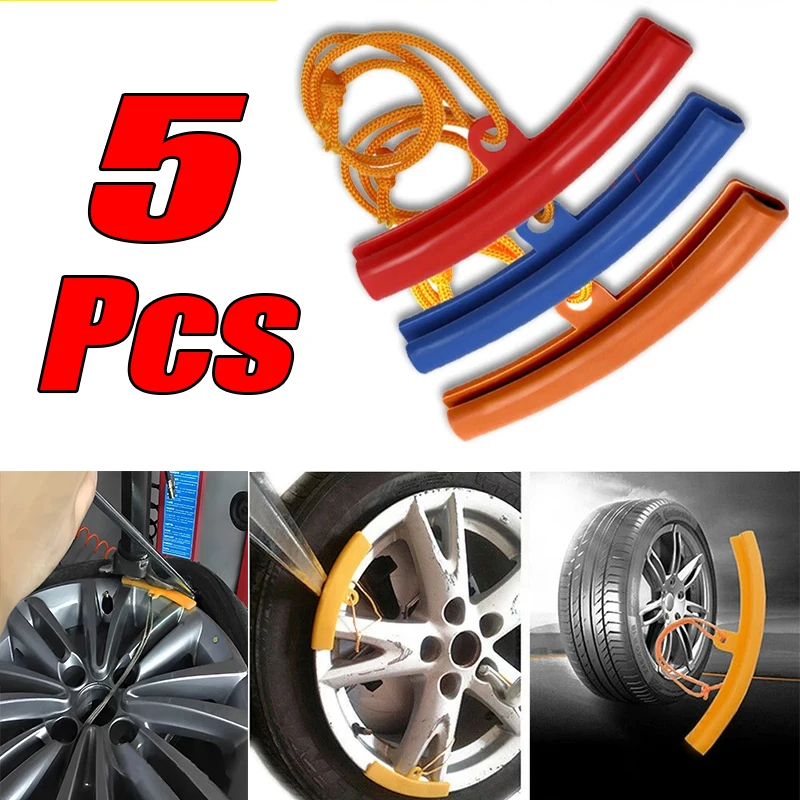 5Pcs Osłona koła motocykla samochodowego Ochrona obręczy Czerwony ochraniacz obręczy koła samochodowego Obruszka do opon Narzędzie do ochrony przed wymianą opon