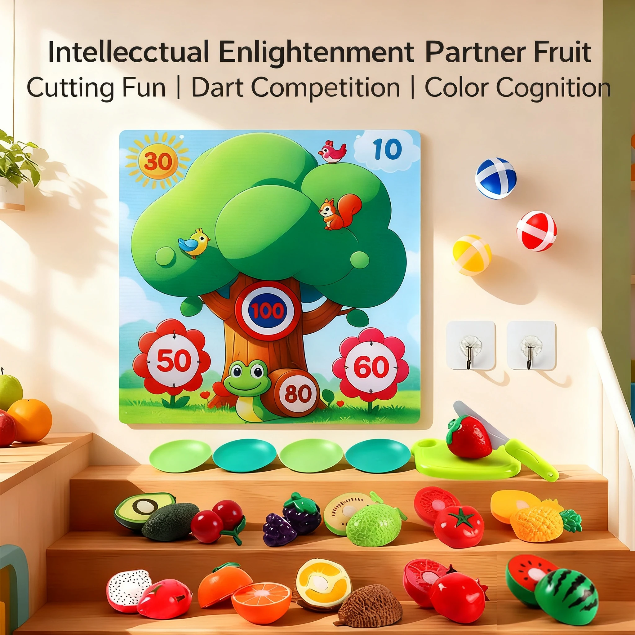 フェルトボード不織布キッチン楽しい果物と野菜のカット遊びハウスセットDIY子供のパズル手作りダーツボールクリスマスギフト