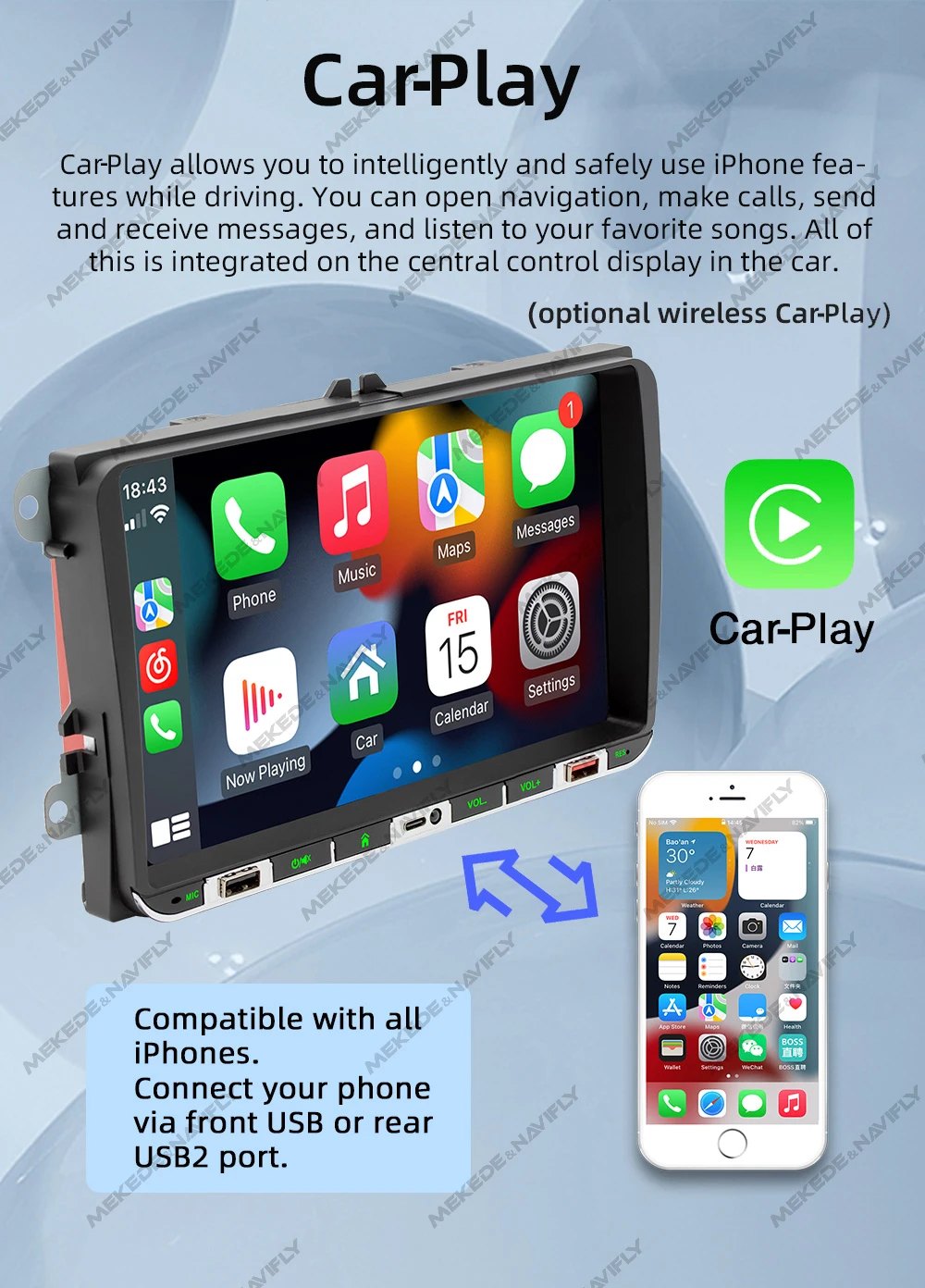 Navifly 7 Inch 9 Inch IPS Carplay Auto Car Multimedia Player FM For VW Passat B6 B7 Tiguan Touran Golf 5 6 Polo Seat Jetta Skoda