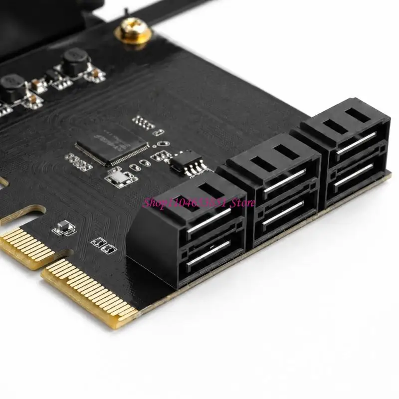 PCIE 6Sata Storage Add-In Card for 6 Internal Devices in Desktop Computers, Expands System Capacity for Hard Disks and Other 3