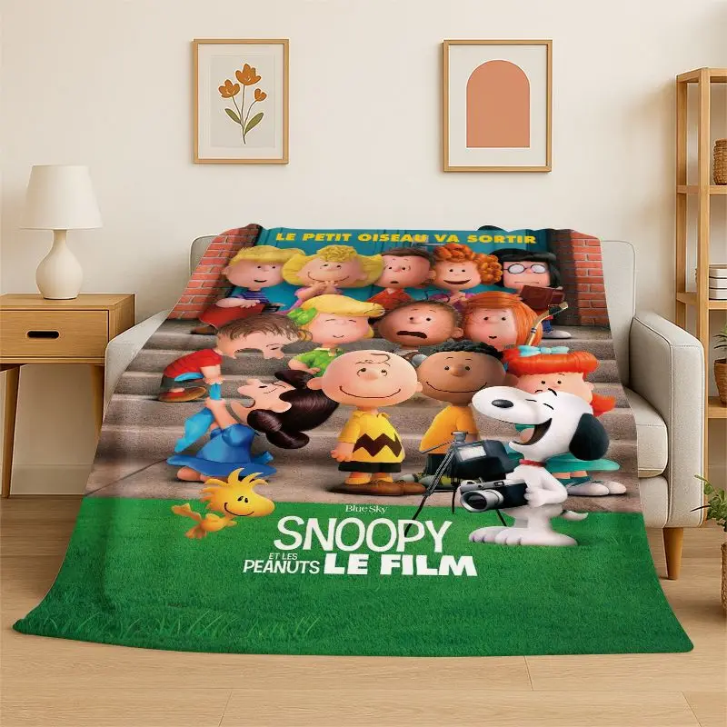 HD Funny S-Snoopy Cartoon Dog Flannel Blanket Soft Warm Throw Blanket for Bedroom Living Room Bed Travel office Picnic Fest Gift